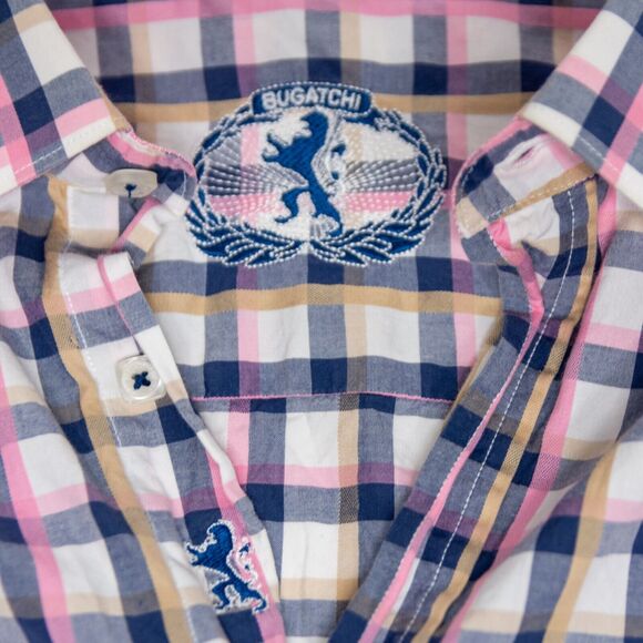 BUGATCHI Men's XL Long Sleeve Dress Shirt Multicolored Checked Print - Picture 4 of 5